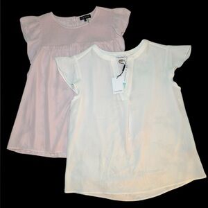 Calvin Klein & 1. State Baby Doll Tops Flutter Sleeve Smocking Set/2 Size L